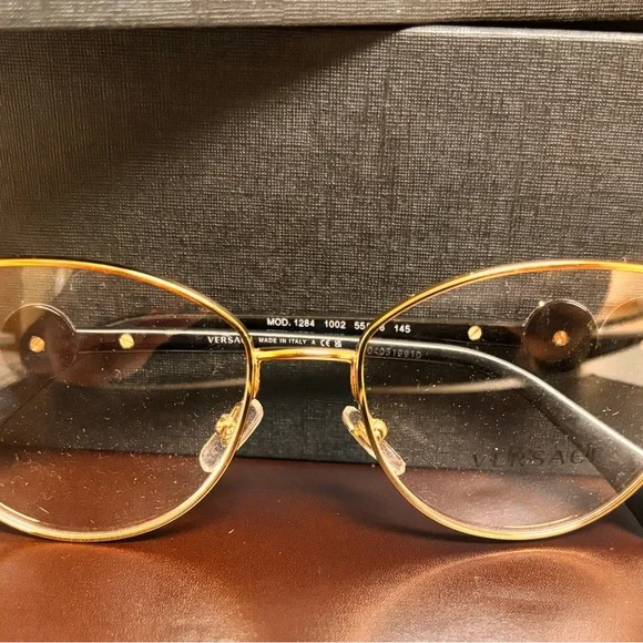FIRM PRICE Authentic Versace 1284 Gold and Black Women's Glasses brand new - Picture 5 of 6